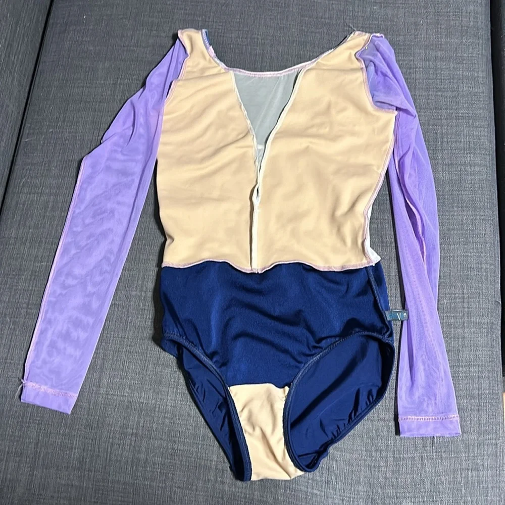 eleve Dance Costume Leotard Multicolored w/ Rhinestones & Mesh Details - Picture 6 of 12